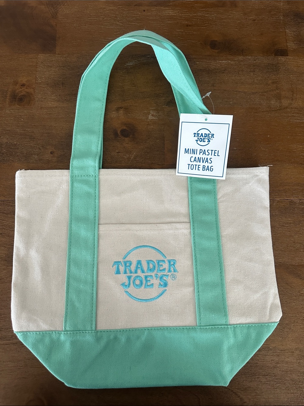 Trader Joe's Pastel Mint Canvas Tote Bag